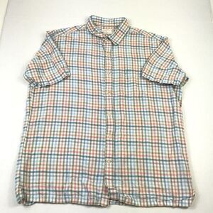 Tasso Elba Island Mens Button Up Shirt Plaid Short Sleeve Linen Blend Top Large